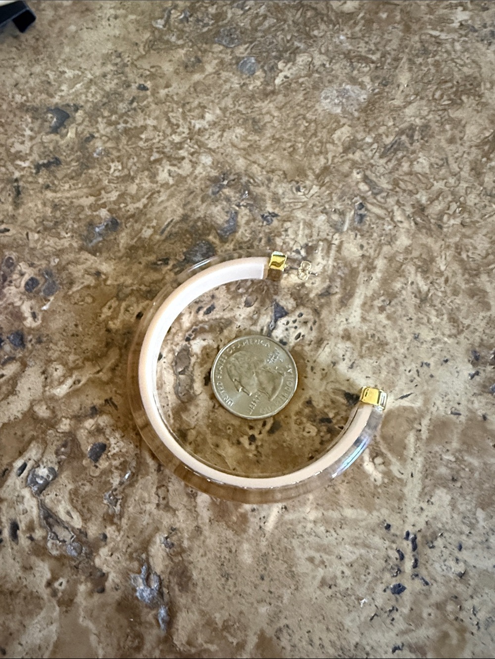 Coach Beige and Gold Hoop Earrings - Picture 5 of 5
